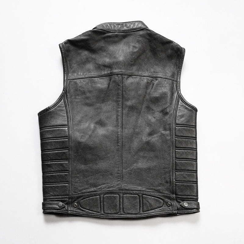 Motorcycle Rivets Genuine Leather Vest