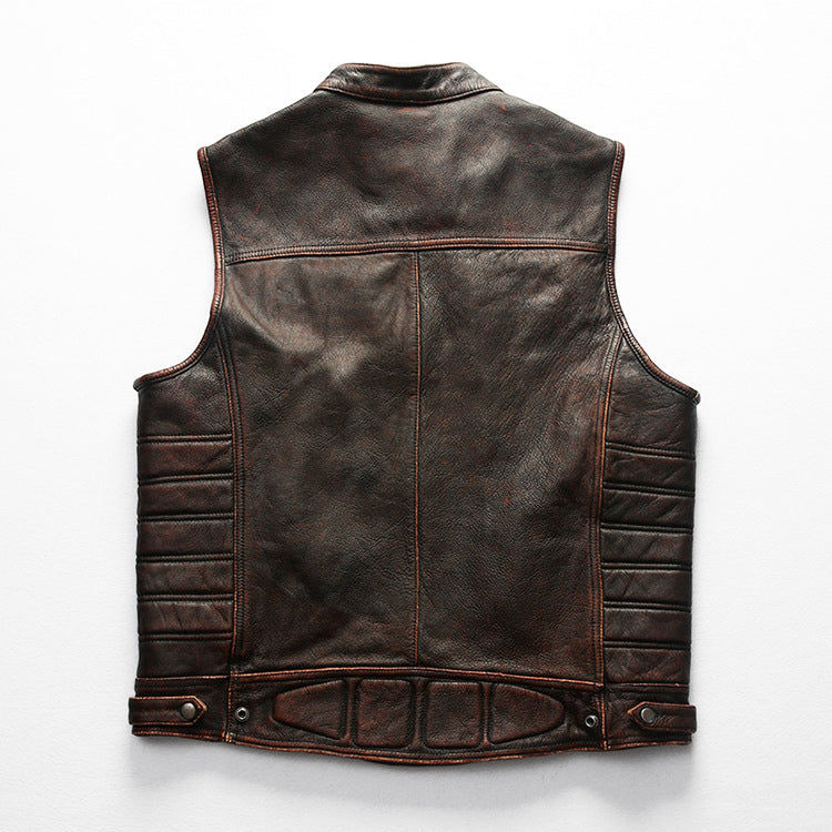 Motorcycle Rivets Genuine Leather Vest