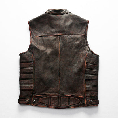 Motorcycle Rivets Genuine Leather Vest