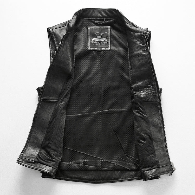 Motorcycle Rivets Genuine Leather Vest