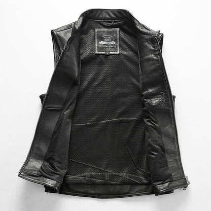 Motorcycle Rivets Genuine Leather Vest