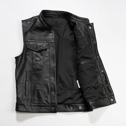 Multiple Pockets Mesh Leather Vest