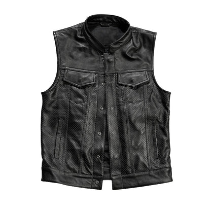 Multiple Pockets Mesh Leather Vest