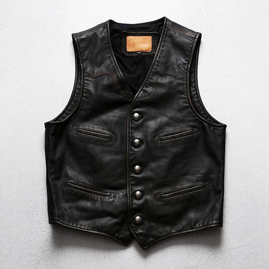Amekaji Distressed Motorcycle Leather Vest