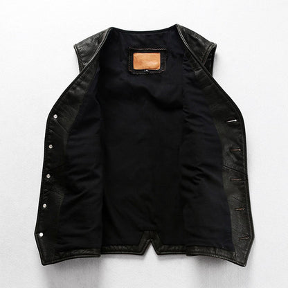 Amekaji Distressed Motorcycle Leather Vest
