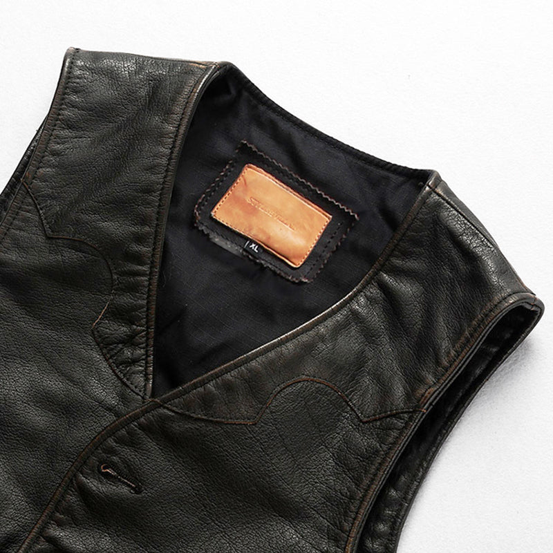 Amekaji Distressed Motorcycle Leather Vest