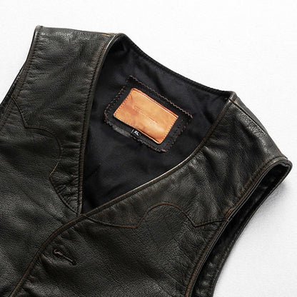 Amekaji Distressed Motorcycle Leather Vest