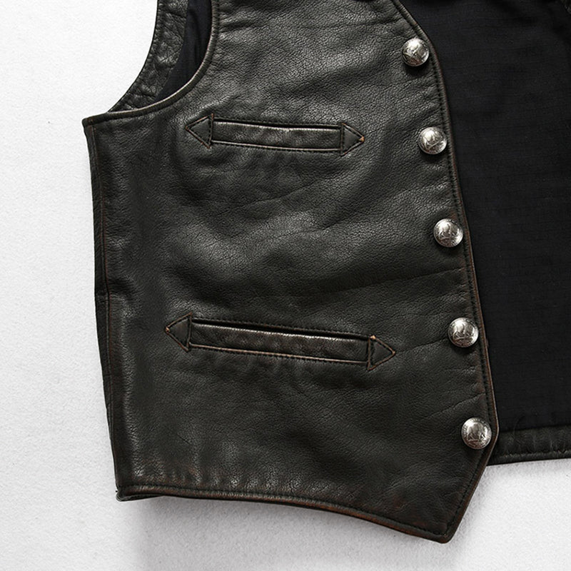 Amekaji Distressed Motorcycle Leather Vest