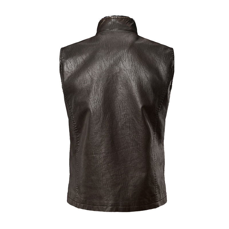 Men's Large Size Motorcycle Leather Vest  Retro Style