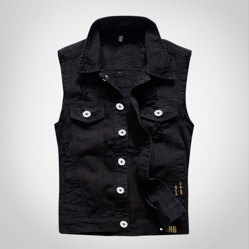 Terrific Letter Print Denim Vest