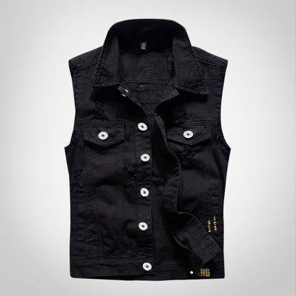 Terrific Letter Print Denim Vest