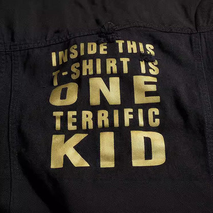 Terrific Letter Print Denim Vest