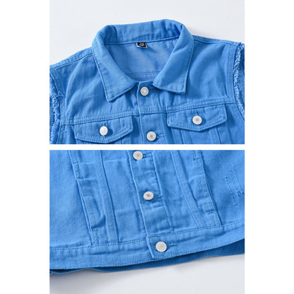 Lake Blue Casual Waistcoat Denim Vest