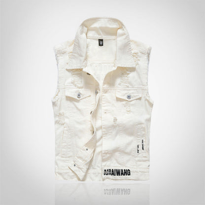 Terrific Letter Print Denim Vest