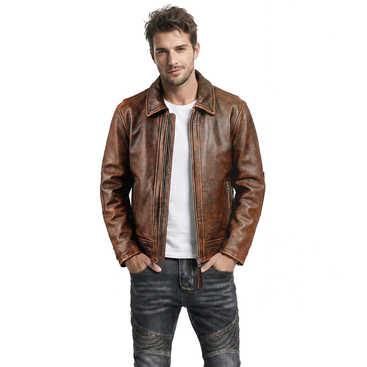 Amekaji Men's Cowhide Leather Jacket