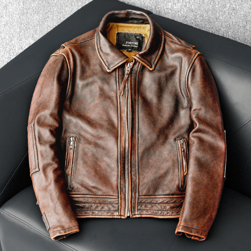 Amekaji Men's Cowhide Leather Jacket