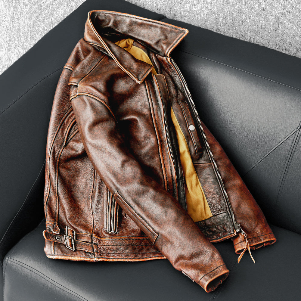 Amekaji Men's Cowhide Leather Jacket