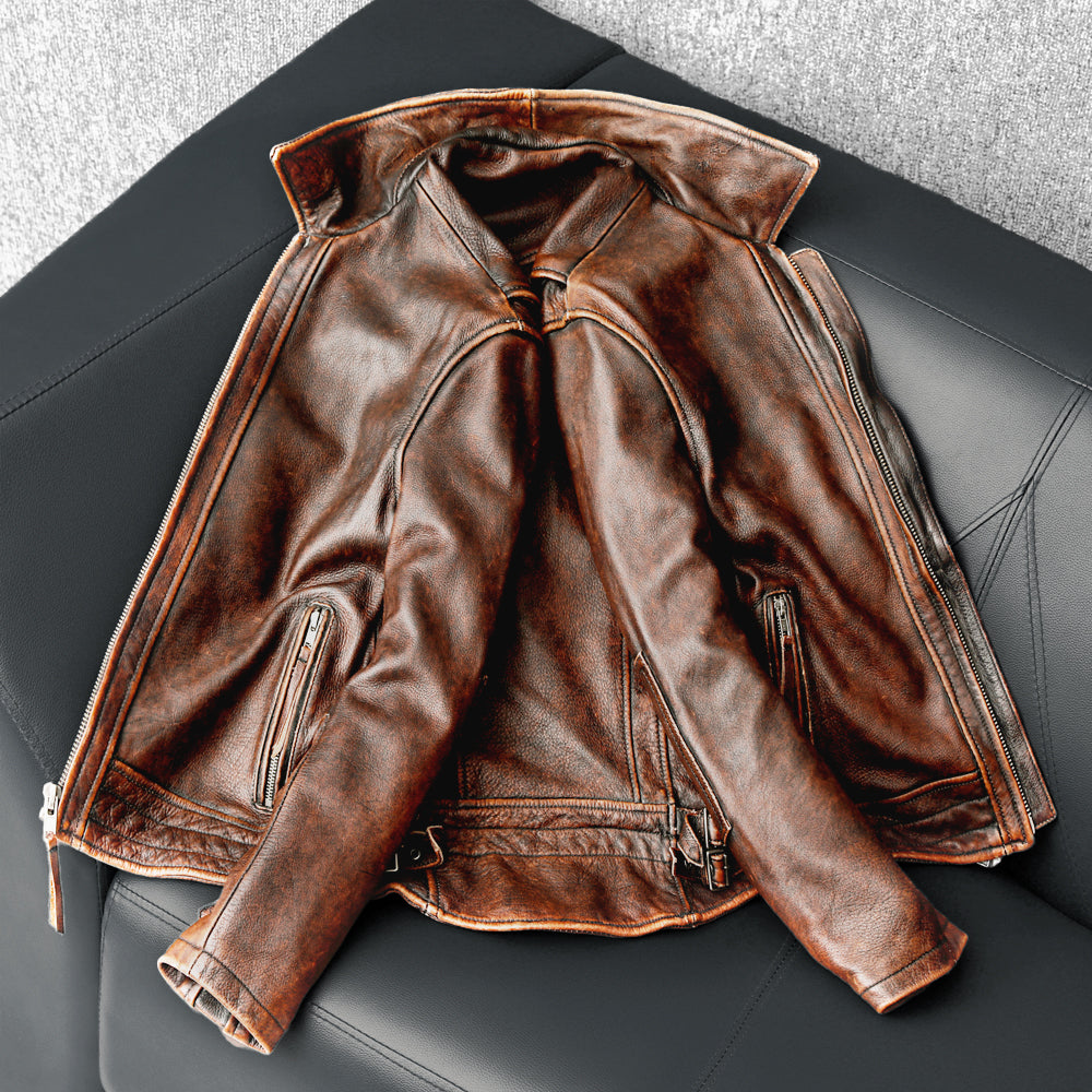 Amekaji Men's Cowhide Leather Jacket