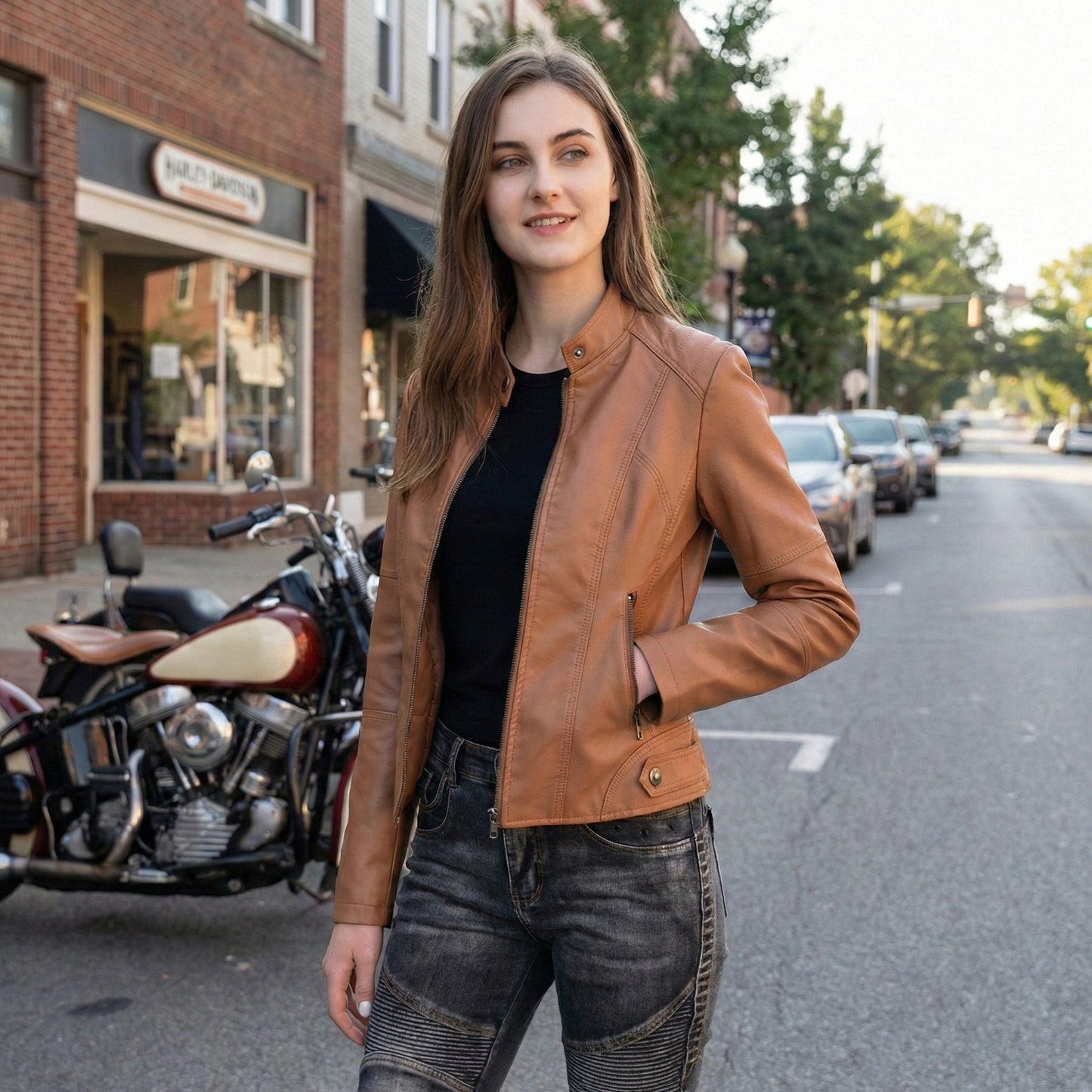 Women's Essential Faux Leather Biker Jacket