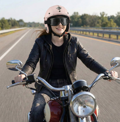 Vintage Braided Edge 3/4 Open Face Helmet - Pink