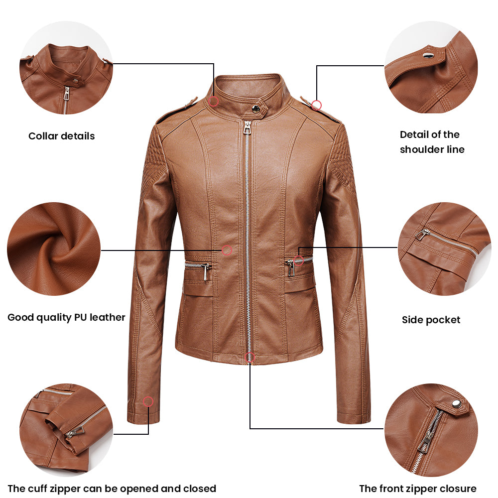 Women's Urban Style Slim Leather Jacket