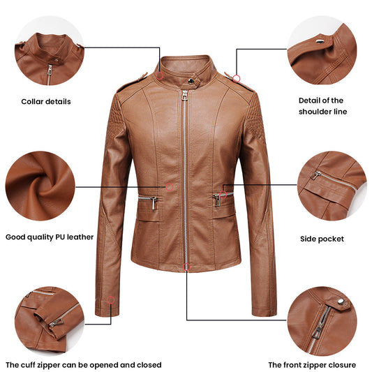 Women's Urban Style Slim Leather Jacket
