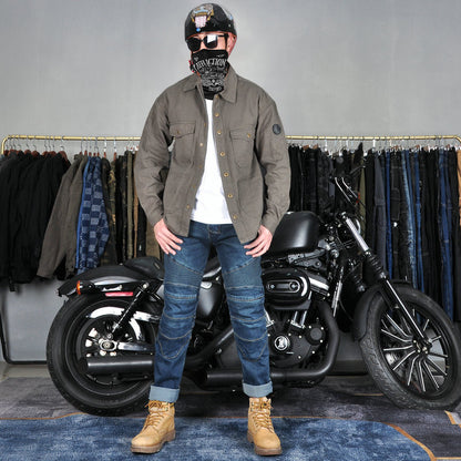 Motorcycle Denim Armored Riding Shirt