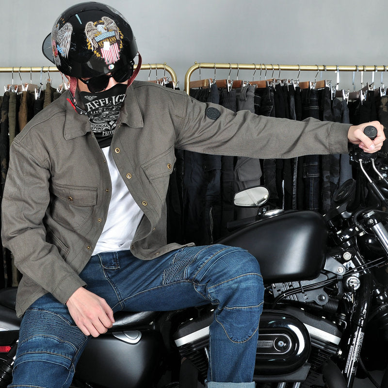 Motorcycle Denim Armored Riding Shirt