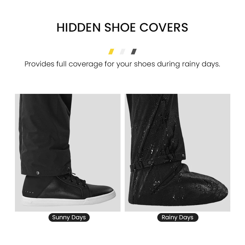 Split Raincoat Pants Suit with Hidden Shoe Covers