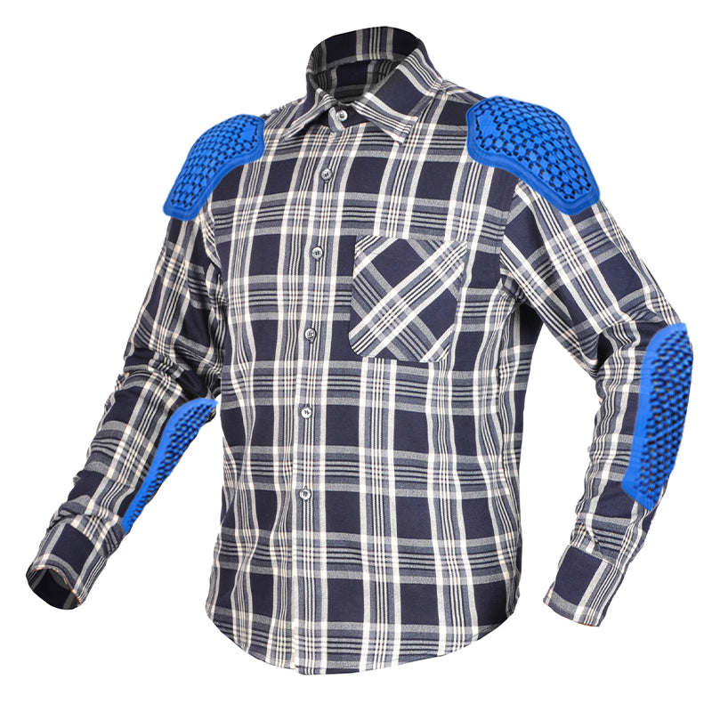 Men’s Plaid Motorcycle Riding Shirt with Armor