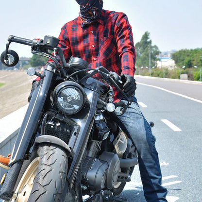 Men’s Plaid Motorcycle Riding Shirt with Armor