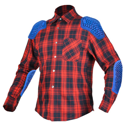 Men’s Plaid Motorcycle Riding Shirt with Armor