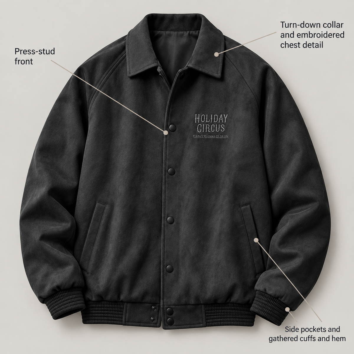 Men’s Camden Suede-Effect Collared Jacket design details