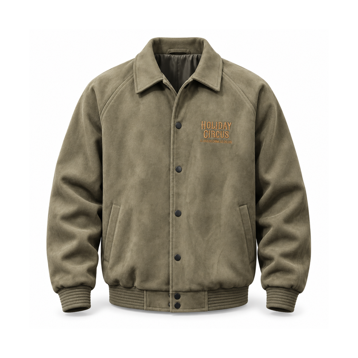 Men’s Camden Suede-Effect Collared Jacket - Grey Green front view