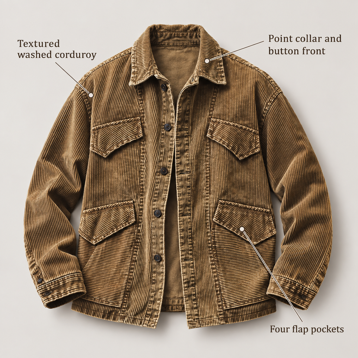 Men’s Hawthorn Corduroy Workwear Jacket design details