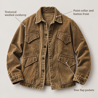Men’s Hawthorn Corduroy Workwear Jacket design details