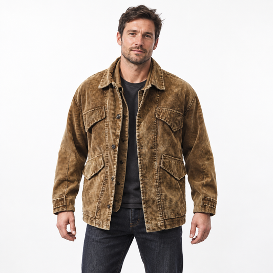 Men’s Hawthorn Corduroy Workwear Jacket on model, front view