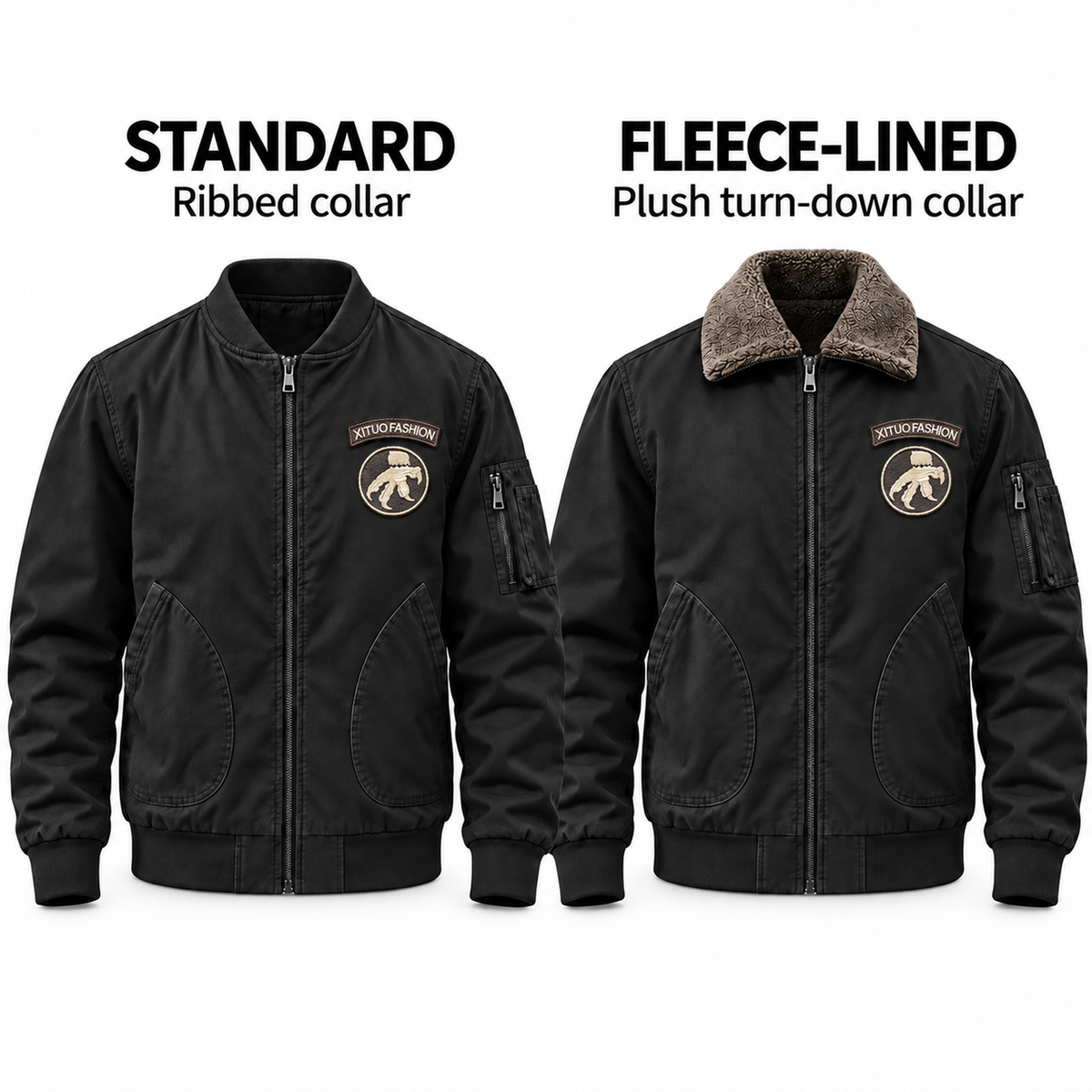 Men’s Whitfield Cotton Flight Bomber Jacket design details