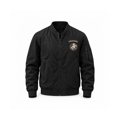 Men’s Whitfield Cotton Flight Bomber Jacket - Black Standard front view