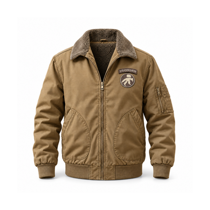 Men’s Whitfield Cotton Flight Bomber Jacket - Khaki Fleece-Lined front view