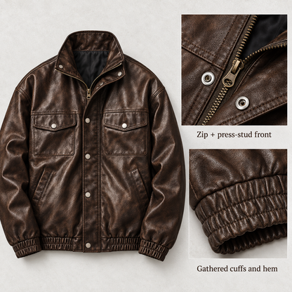 Men’s Westbourne Leather-Look Utility Jacket design details