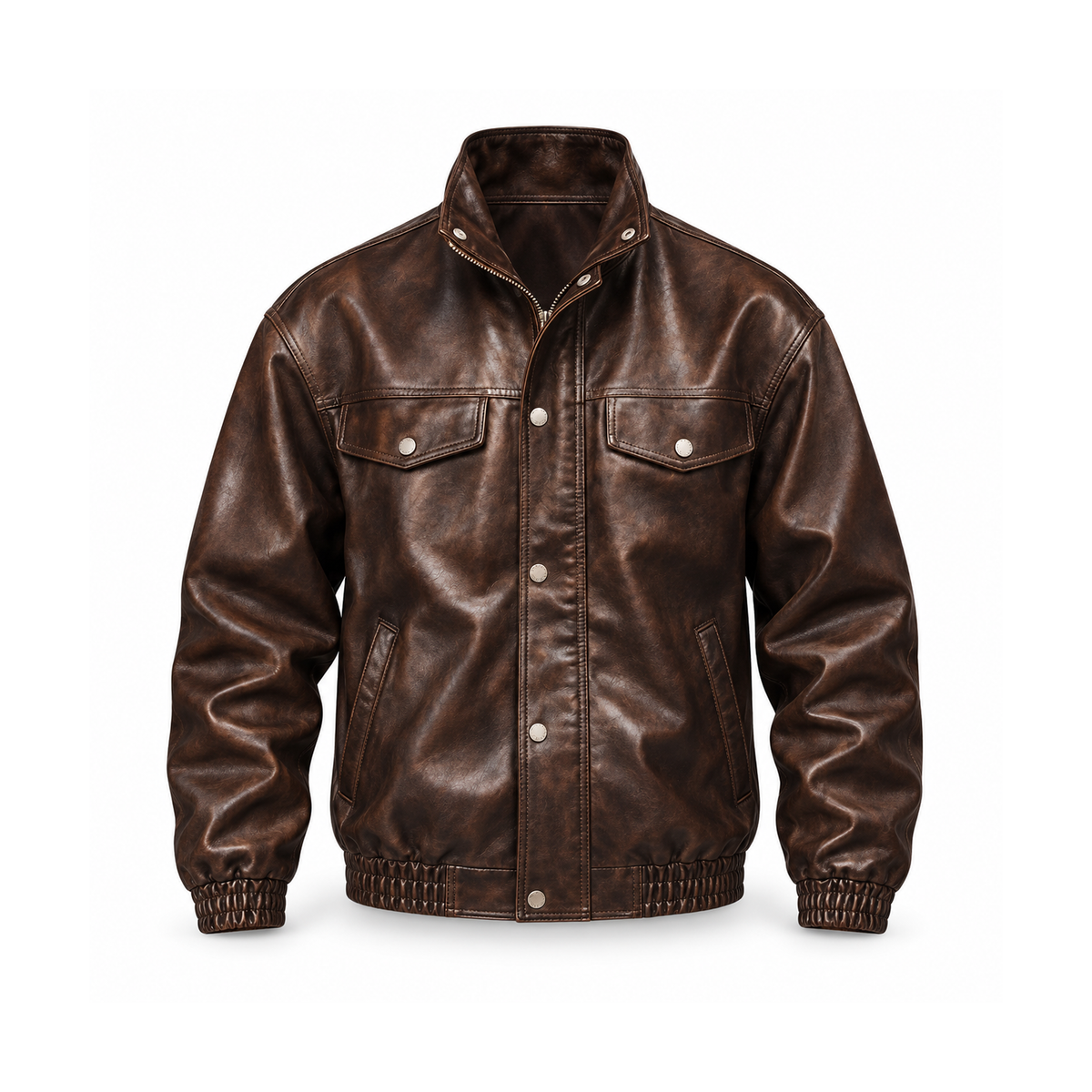 Men’s Westbourne Leather-Look Utility Jacket - Coffee front view