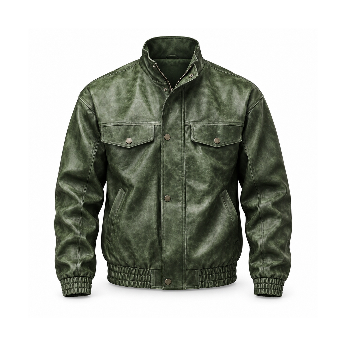 Men’s Westbourne Leather-Look Utility Jacket - Green front view
