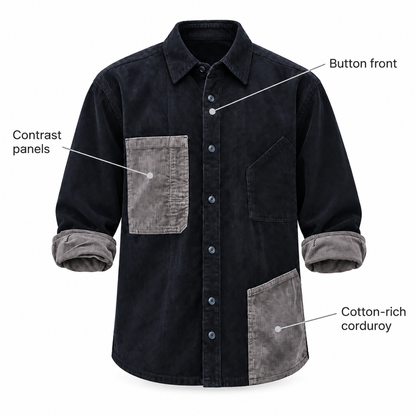 Men’s Brixton Contrast Corduroy Overshirt design details