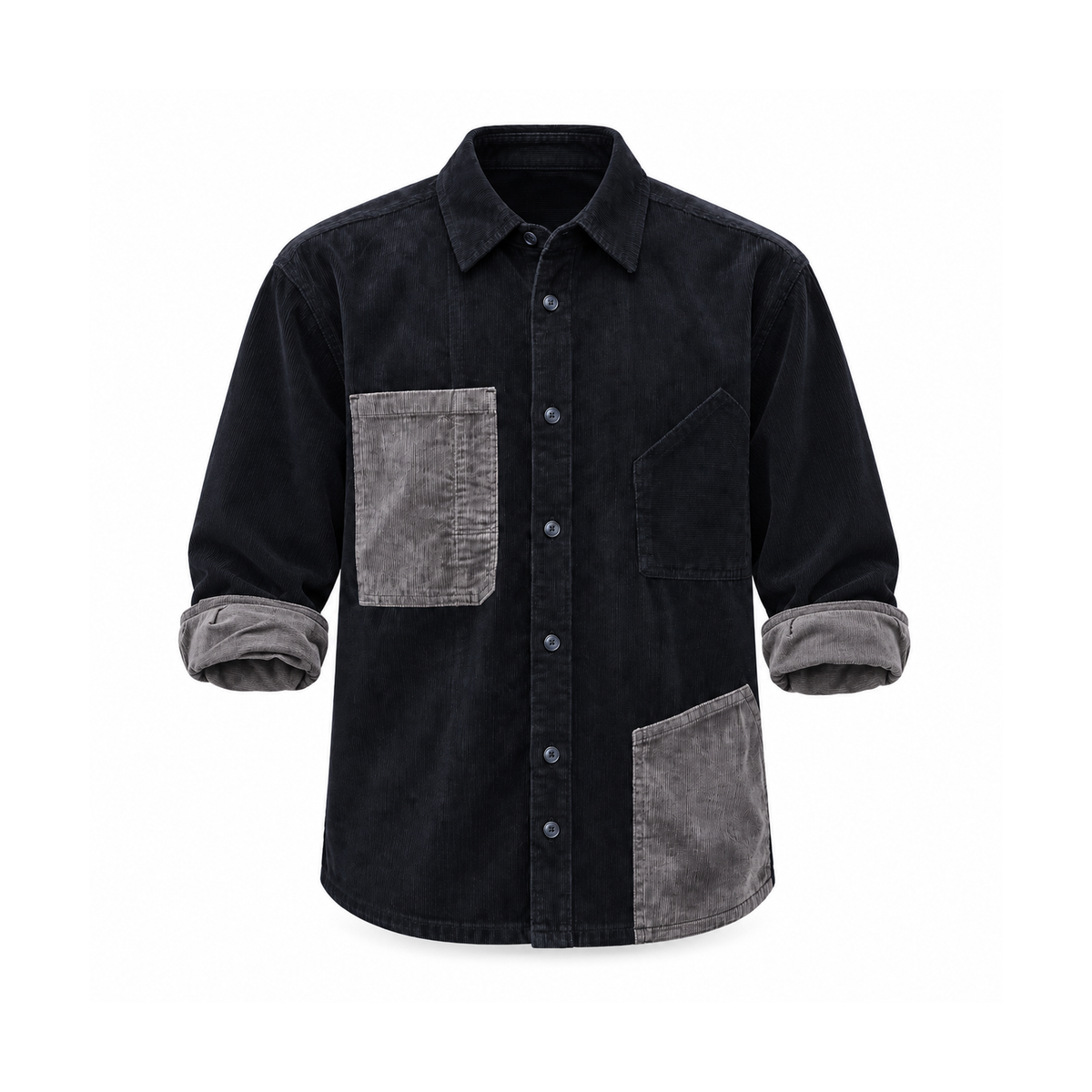 Men’s Brixton Contrast Corduroy Overshirt - Navy front view