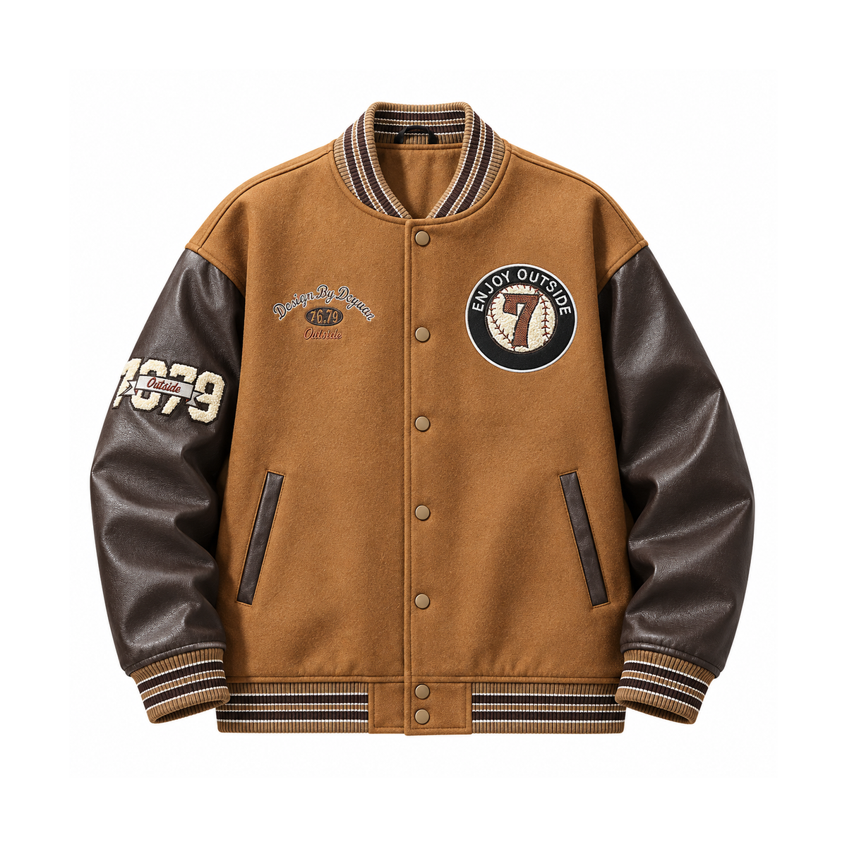 Men’s Chester Wool-Blend Varsity Jacket - Brown front view