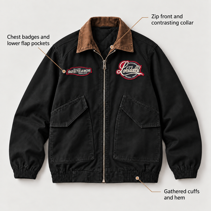 Men’s Harlow Cotton Workwear Jacket design details