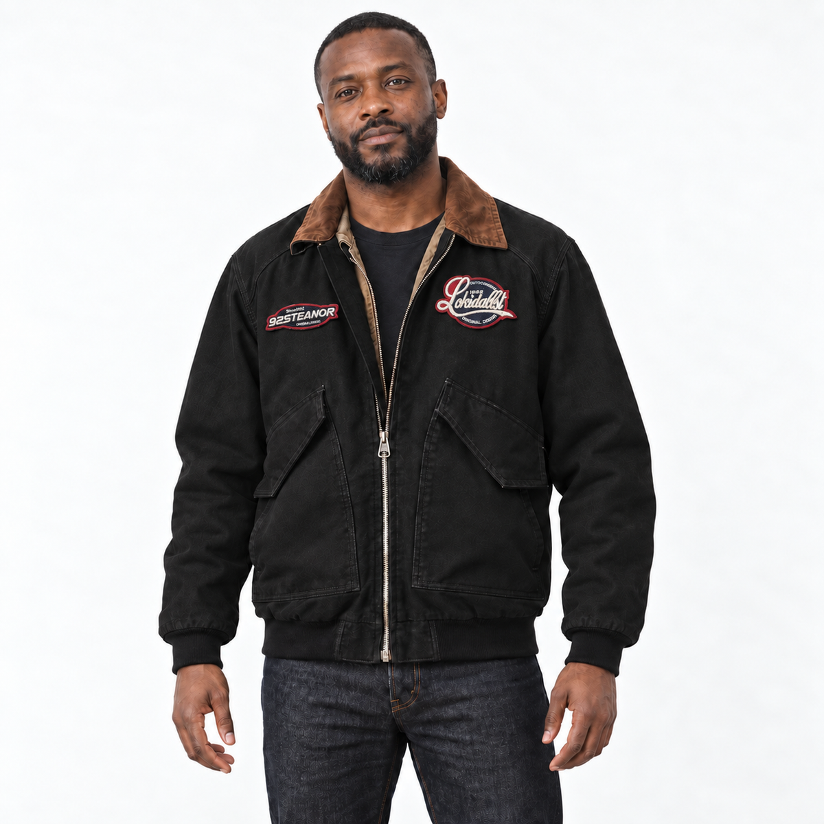 Men’s Harlow Cotton Workwear Jacket on model, front view