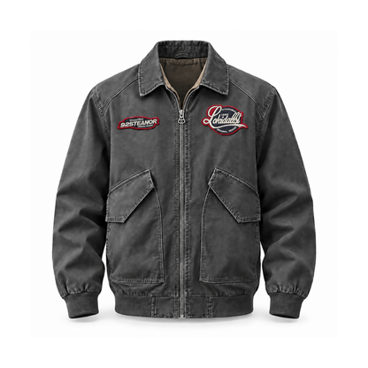 Men’s Harlow Cotton Workwear Jacket - Blue Grey front view