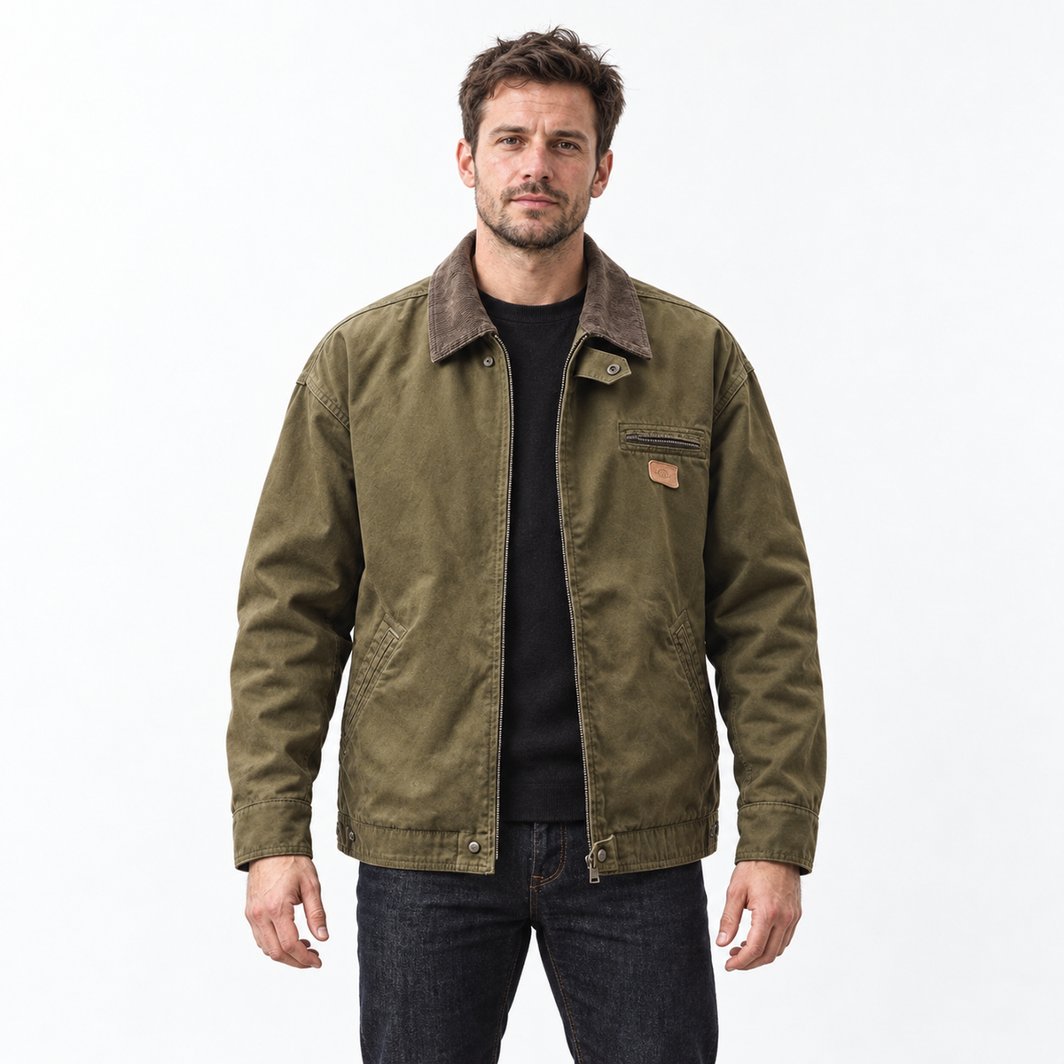 Men’s Mercer Cotton Canvas Jacket on model, front view
